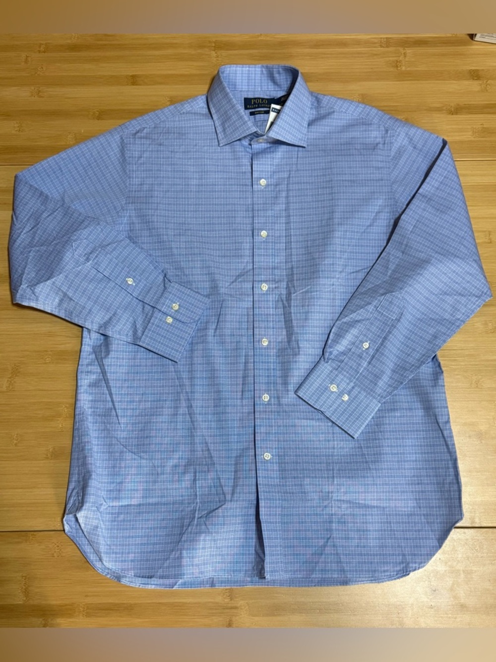 Polo Ralph Lauren Blue Classic Plaid Check Button Up Dress Shirt 16.5 32/33 New